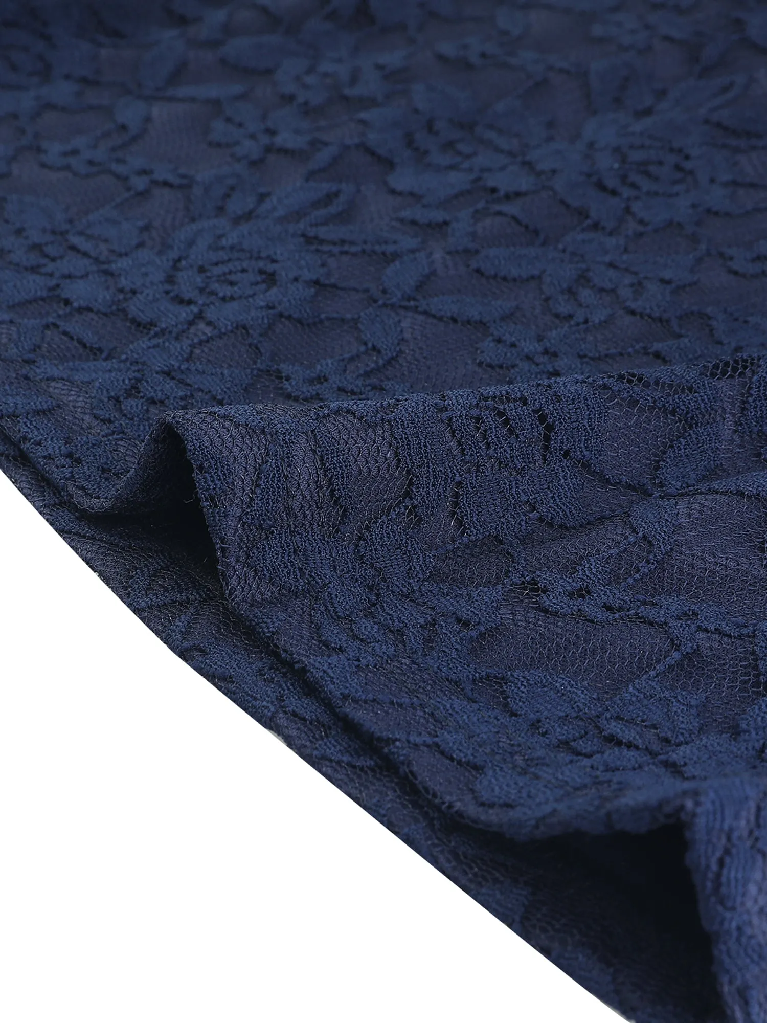 Crew Neck Sheer Long Sleeve Flower Embroidery Lace Blouse