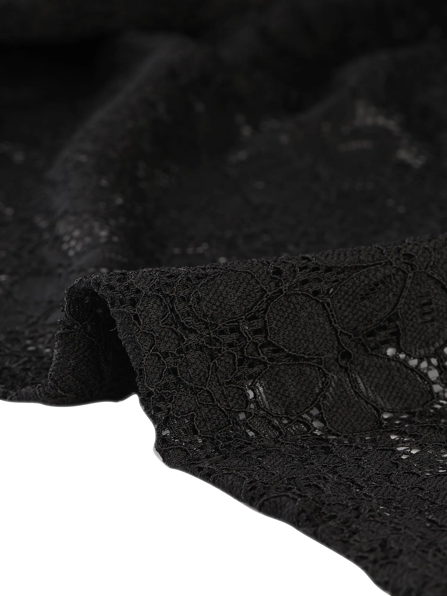 Crop Semi-Sheer Cardigan 3/4 Sleeve Peter Pan Collar Lace Shrug