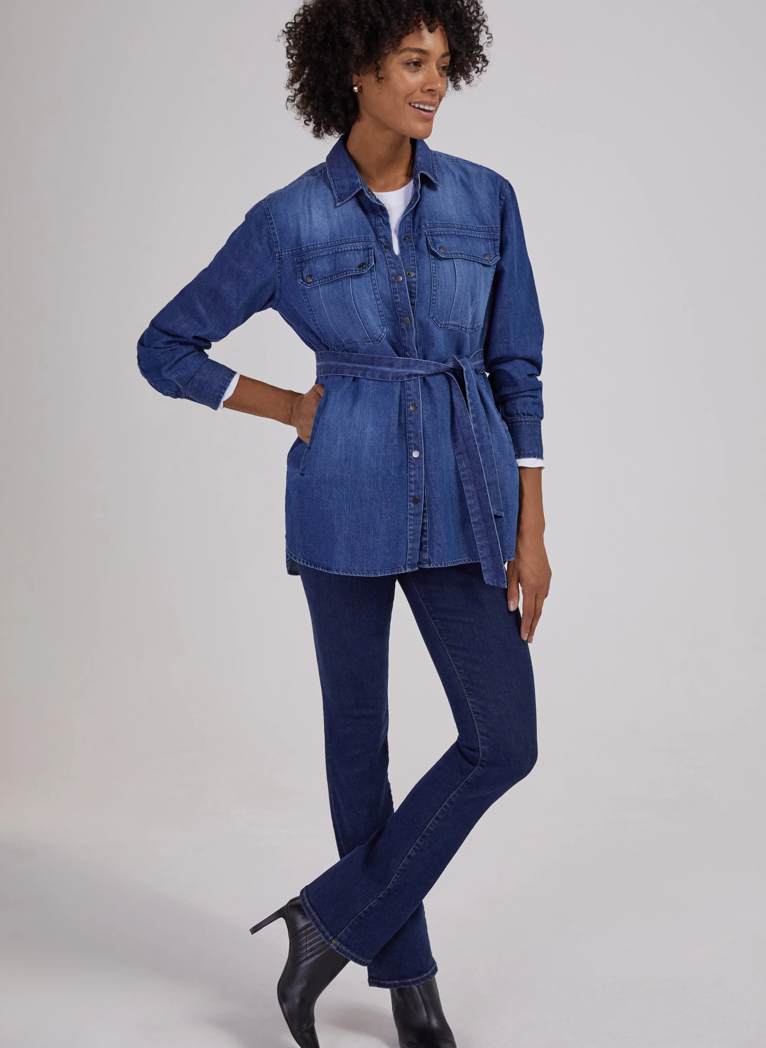 Daeme Organic Cotton Denim Shirt | Washed Indigo