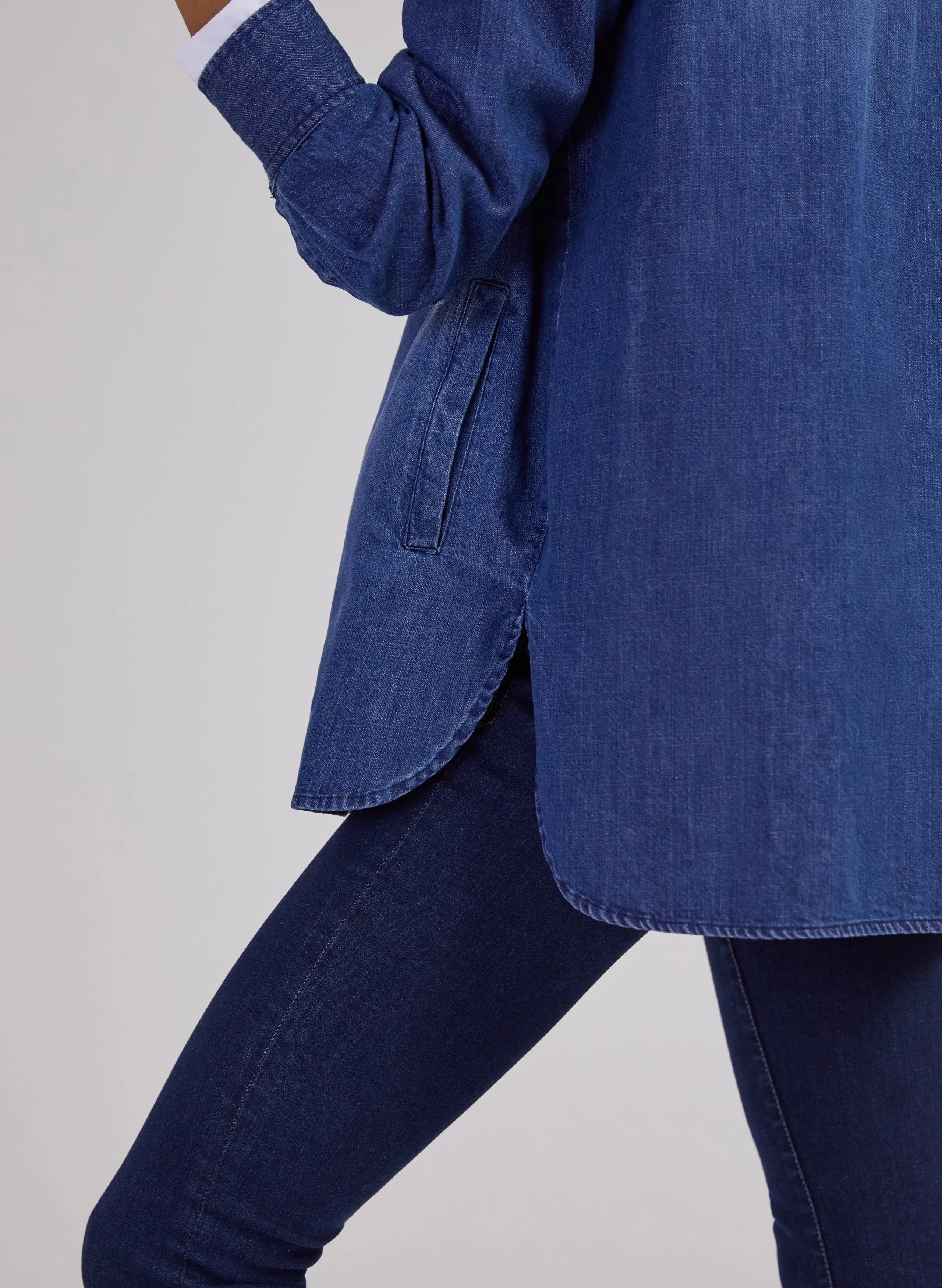 Daeme Organic Cotton Denim Shirt | Washed Indigo