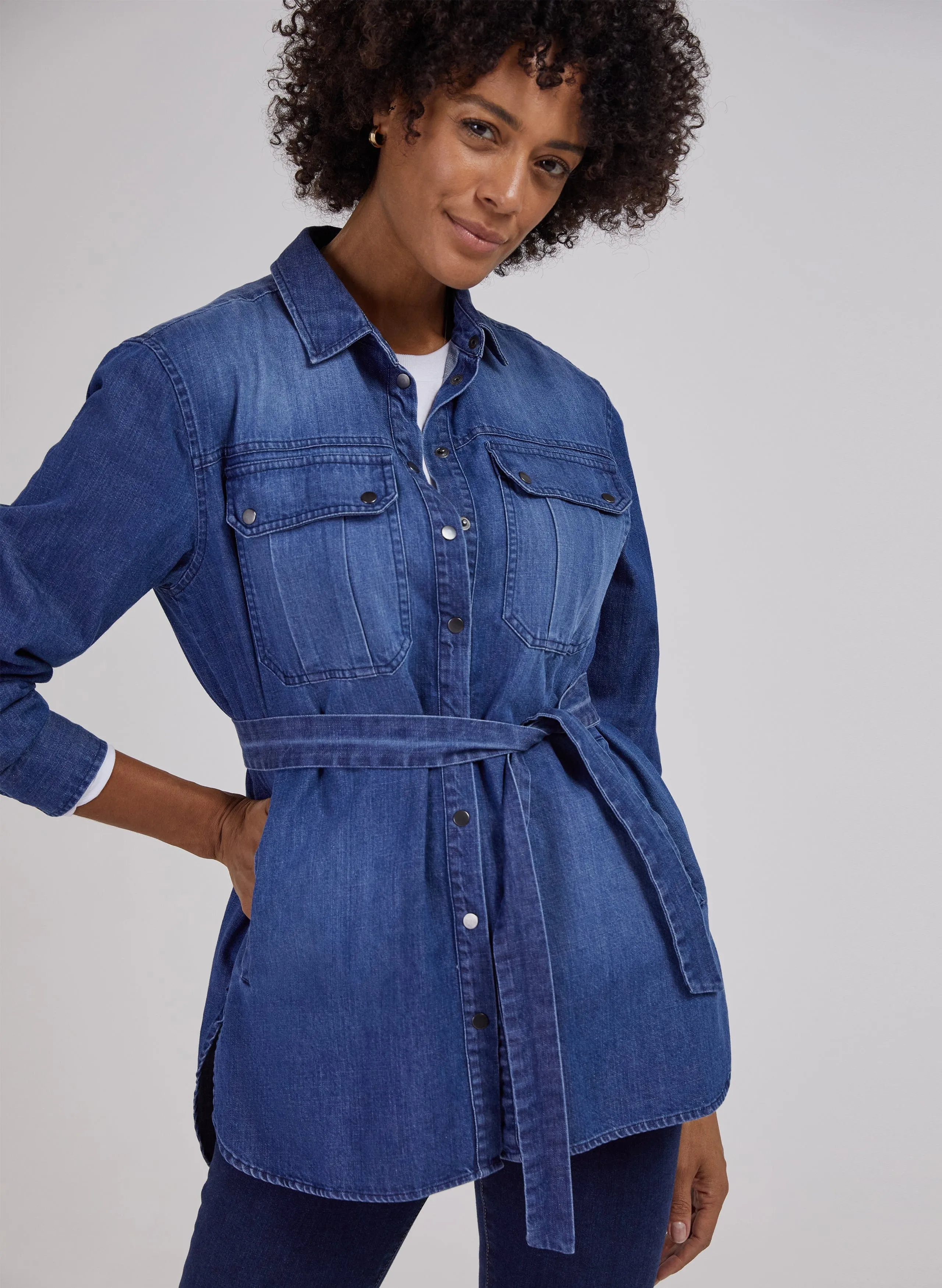 Daeme Organic Cotton Denim Shirt | Washed Indigo