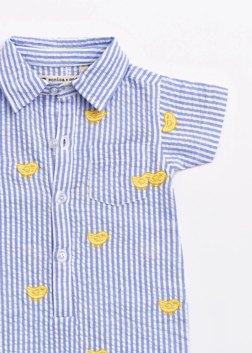 Easter Oxford Romper - Embroidered Chicks