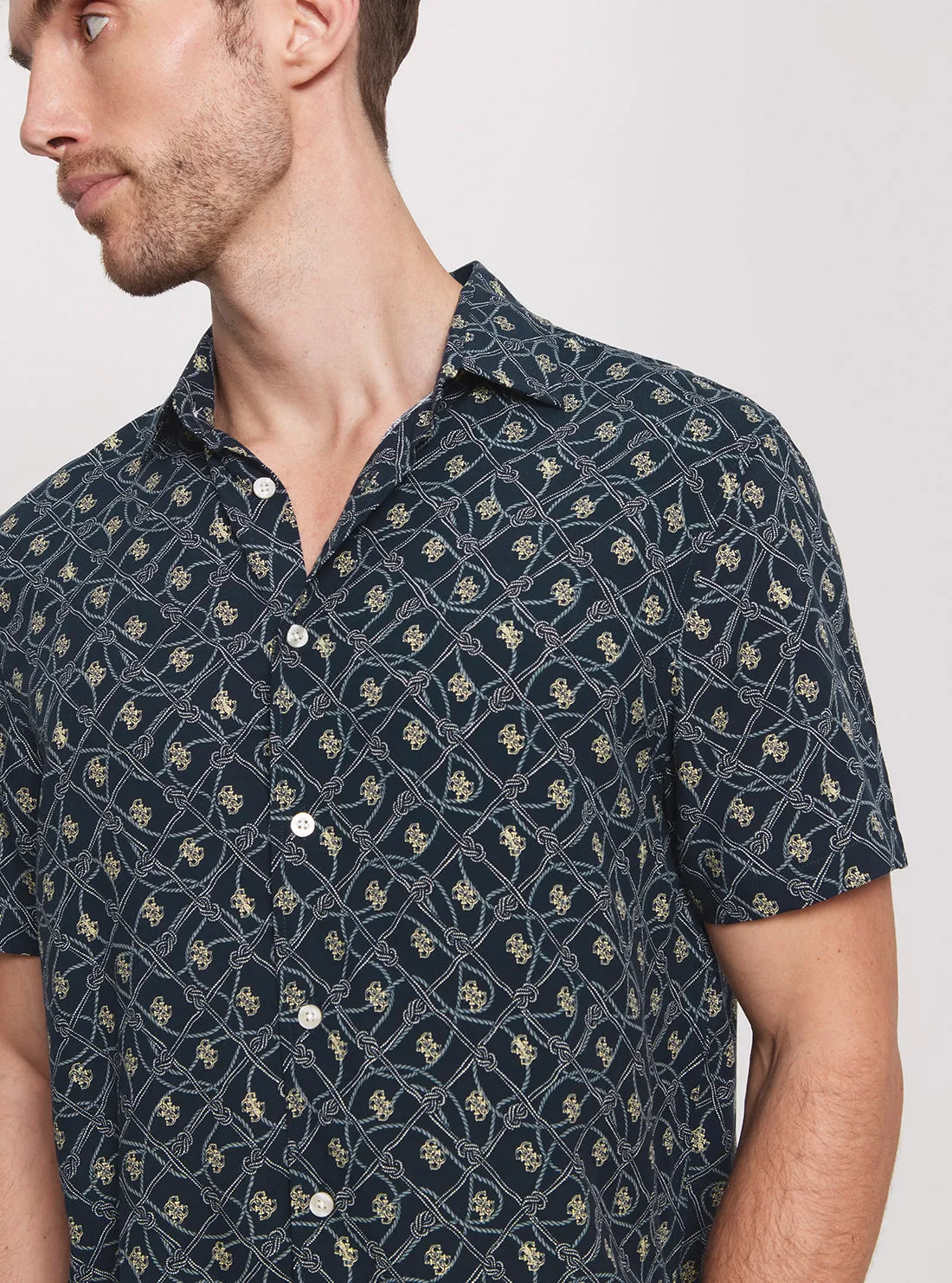 Eco Blue Rope Print Short Sleeve Shirt