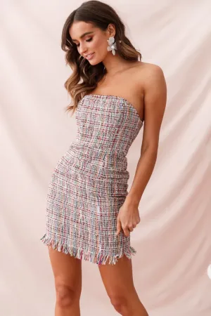 Edith Strapless Tweed Mini Dress Multi