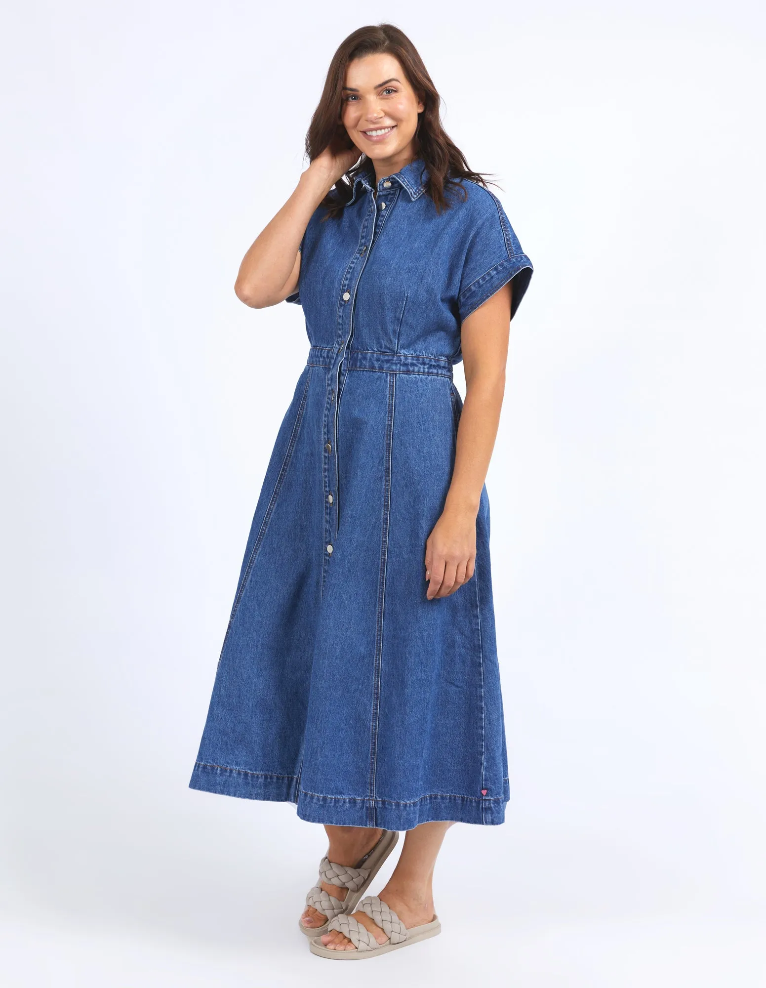 Elm Aimee Denim Dress Mid Blue Wash