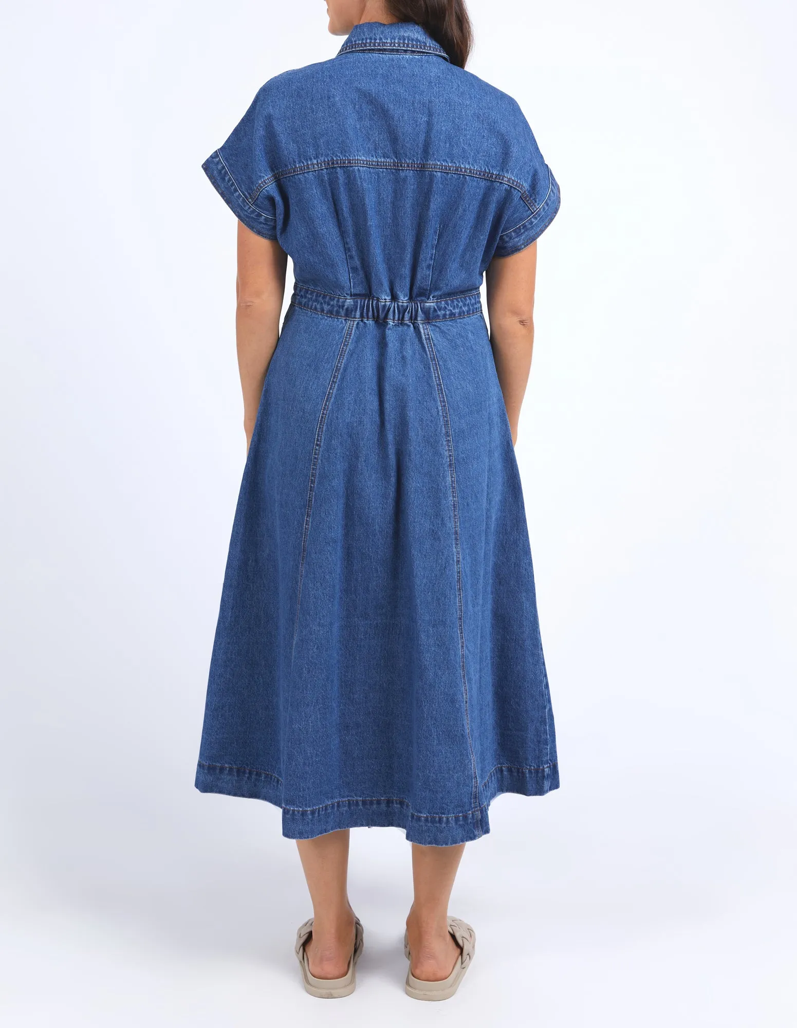 Elm Aimee Denim Dress Mid Blue Wash