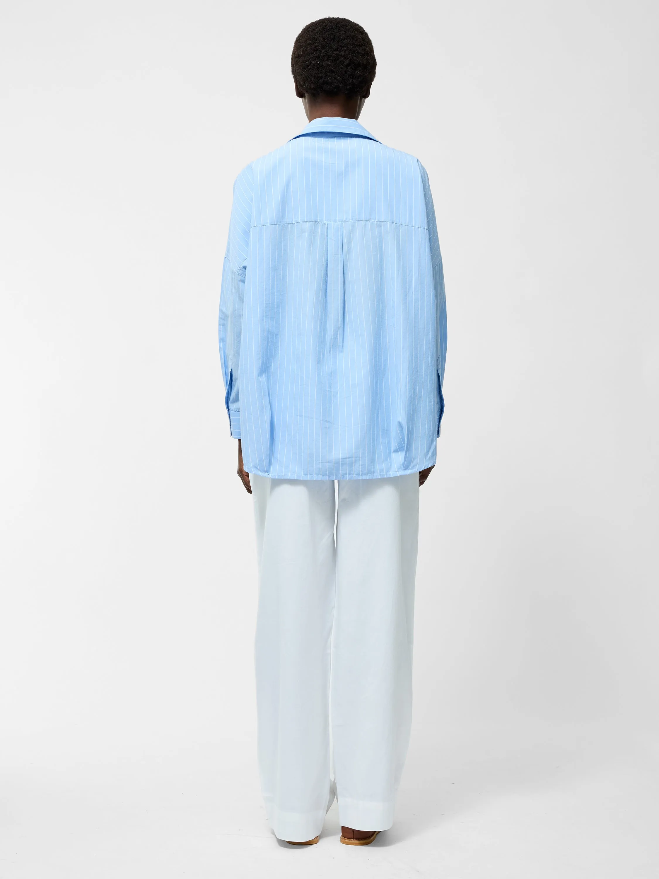 Embroidered Poplin Stripe Popover Shirt