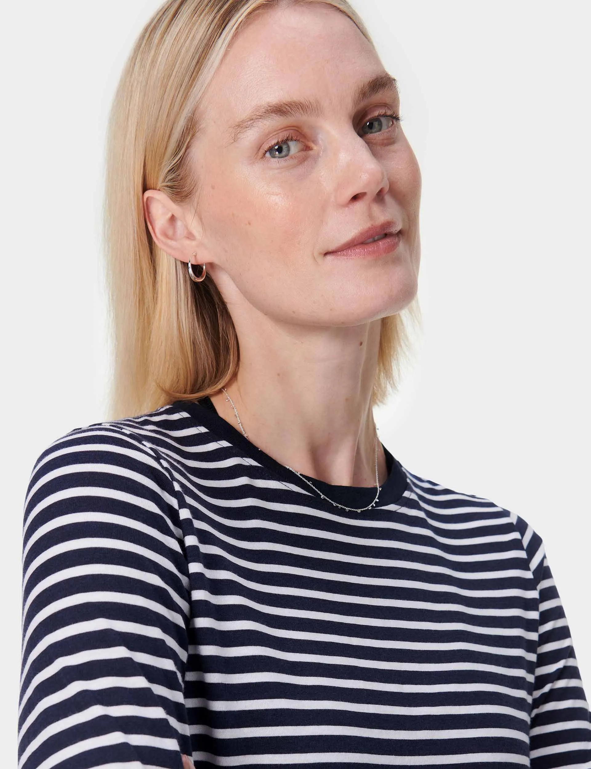 Essential Long Sleeve T-Shirt - Navy Blue White Stripe