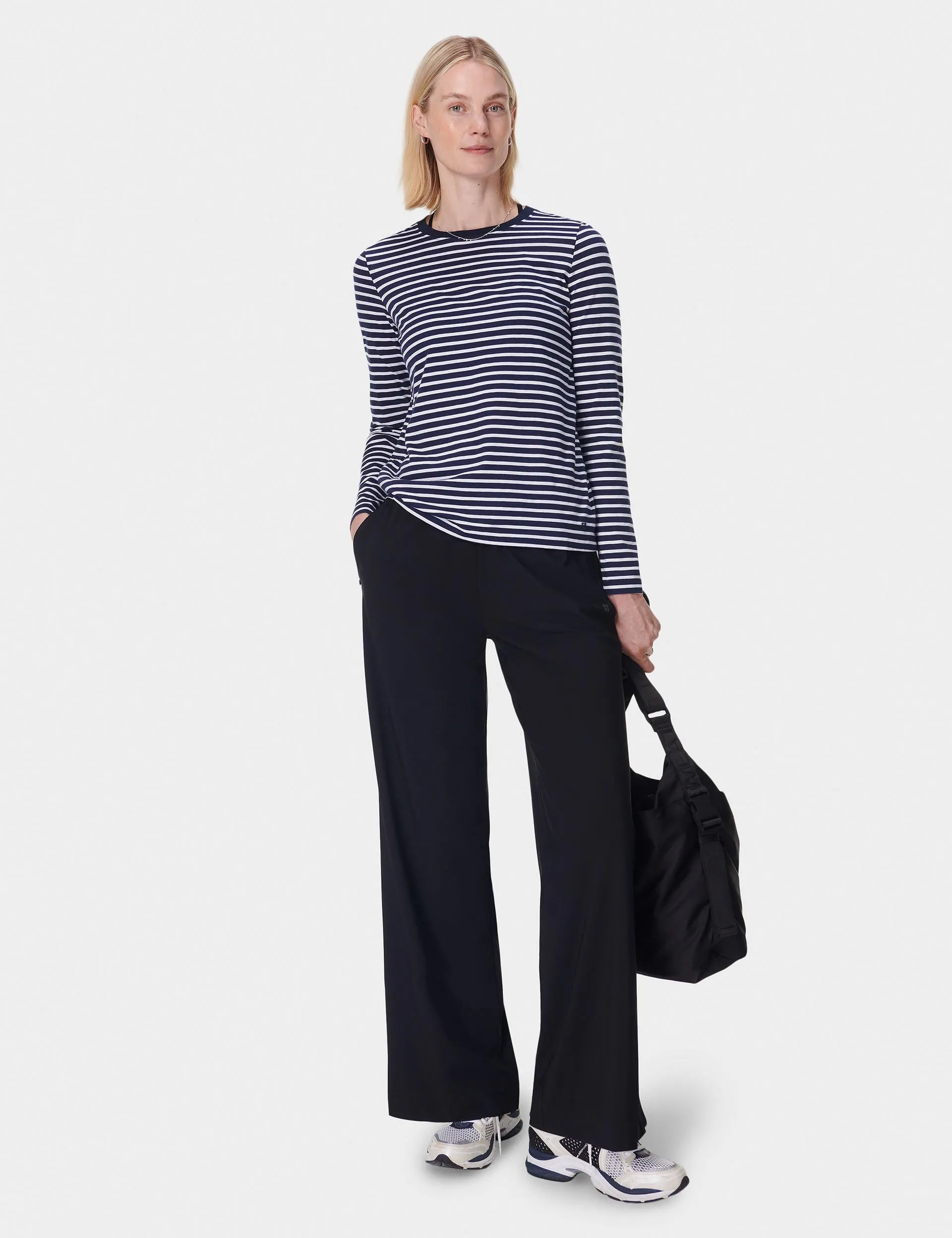 Essential Long Sleeve T-Shirt - Navy Blue White Stripe