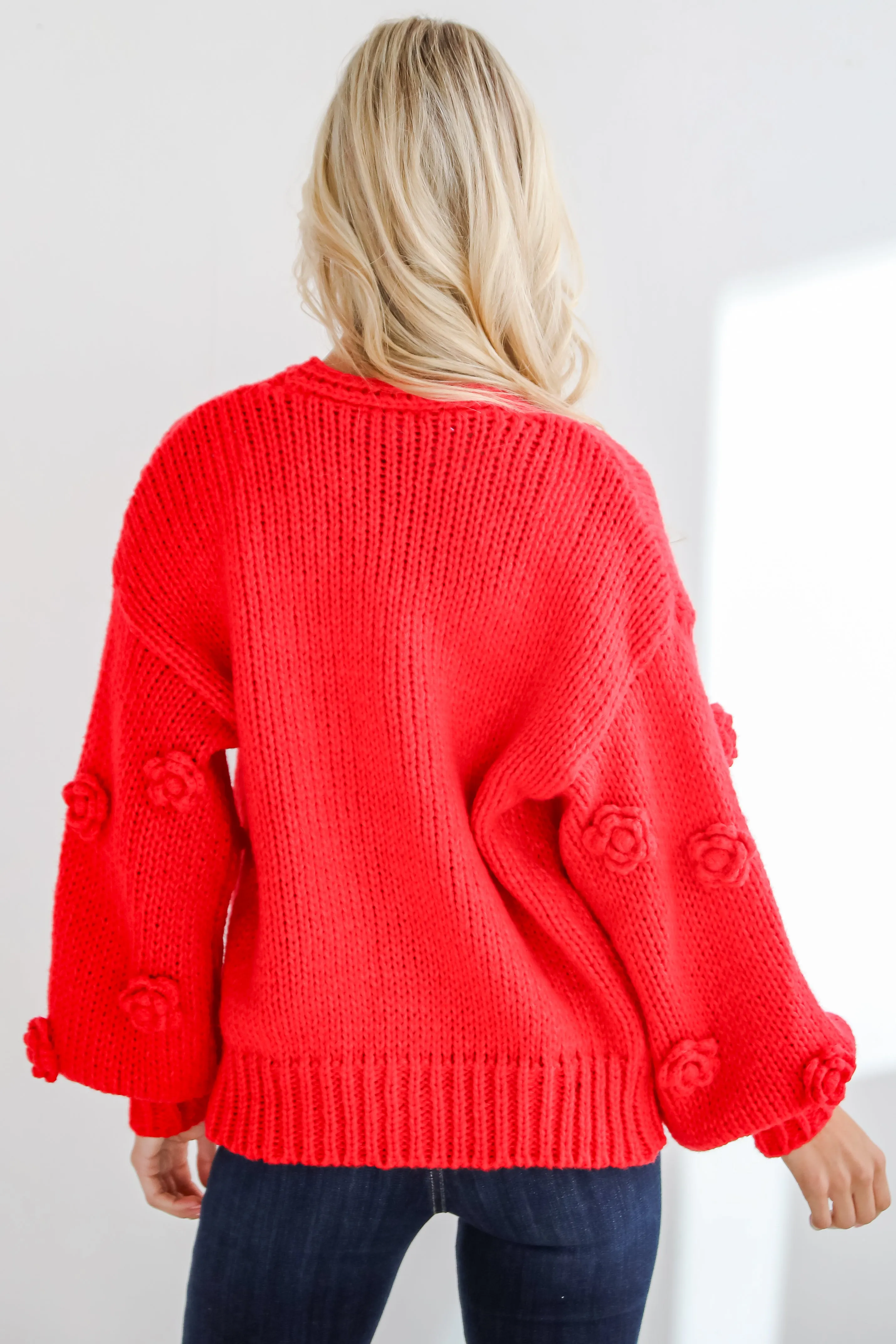 FINAL SALE - Most Adorable Vibes Red Sweater Cardigan