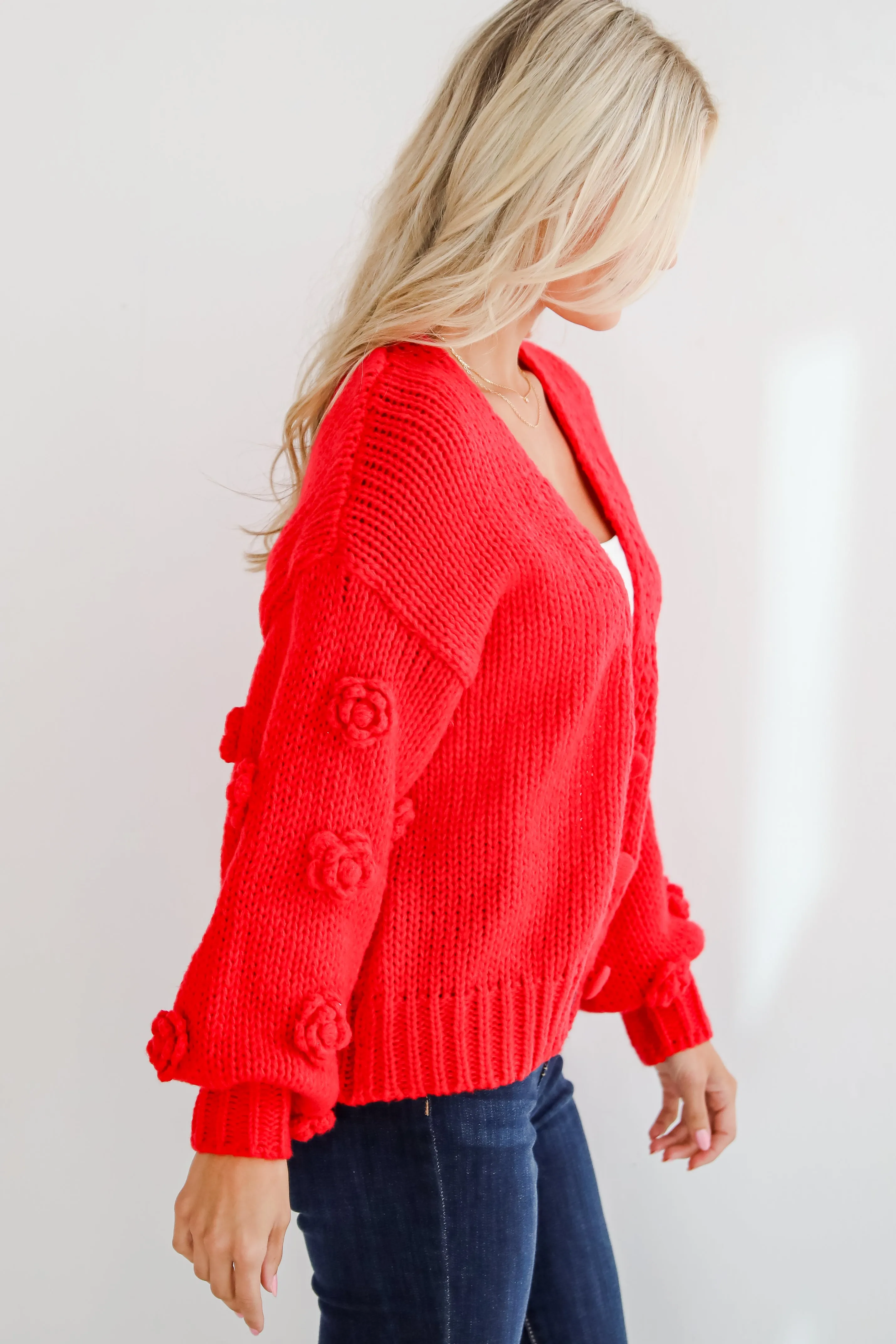 FINAL SALE - Most Adorable Vibes Red Sweater Cardigan