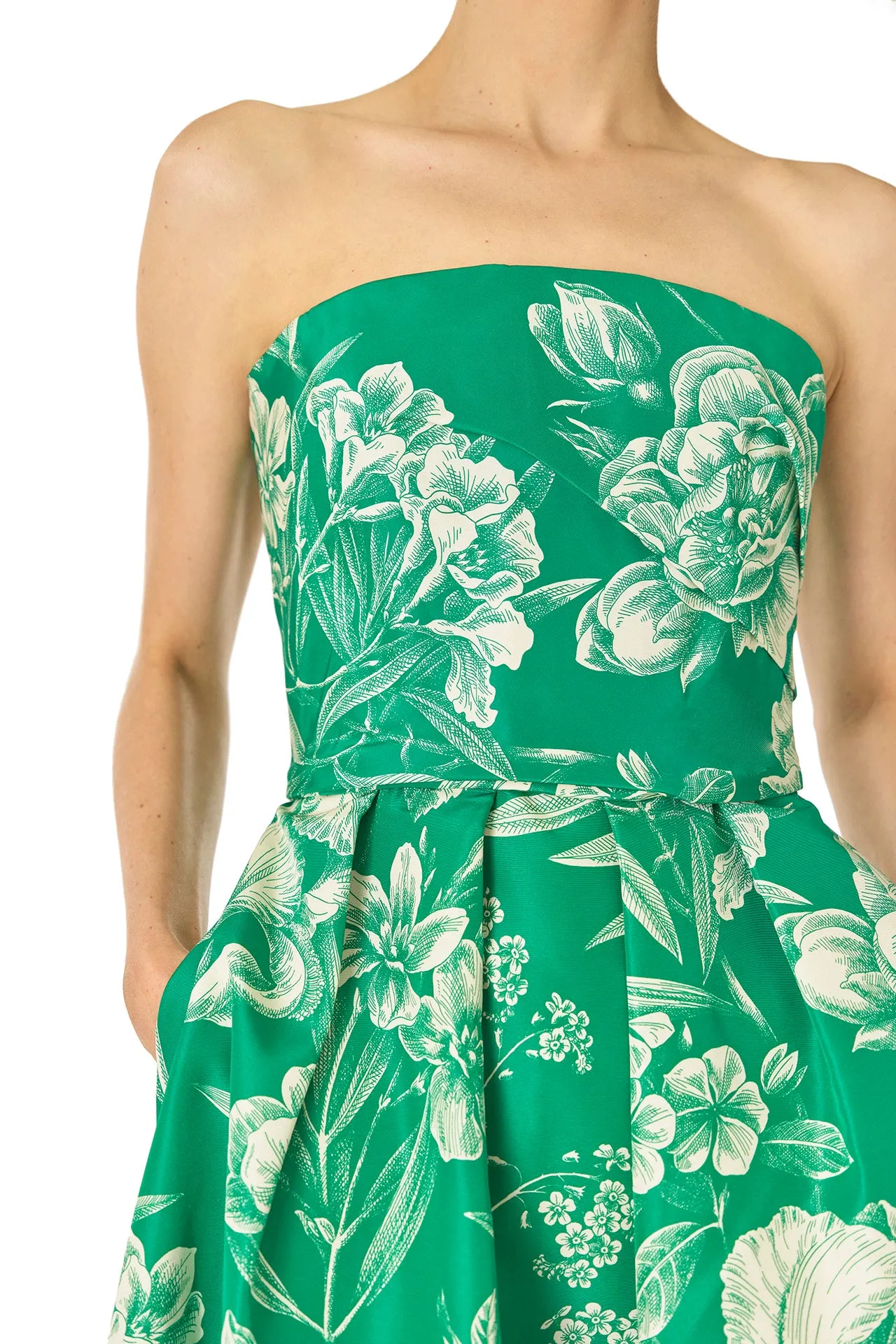 Floral Toile Strapless Dress