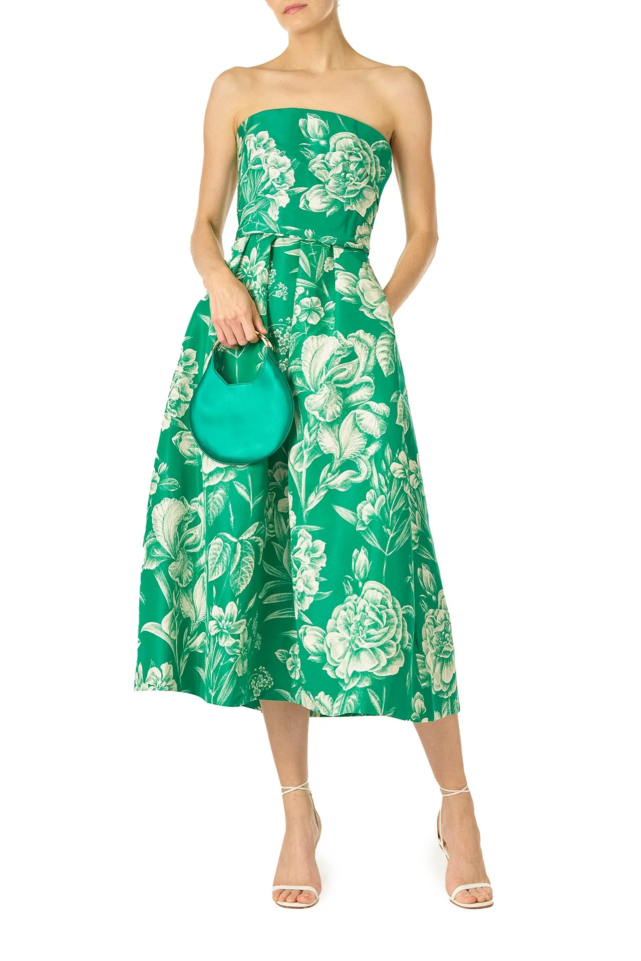 Floral Toile Strapless Dress