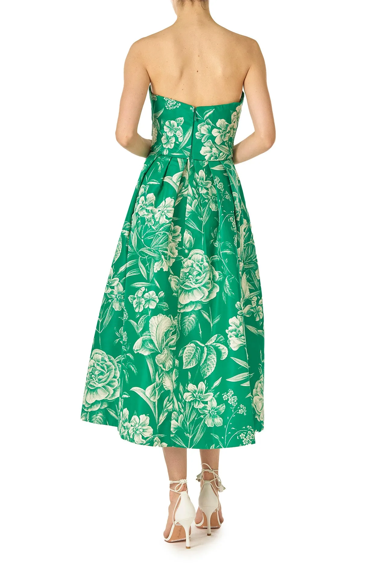 Floral Toile Strapless Dress