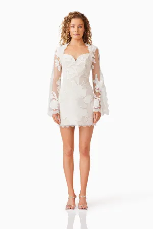 Florian Long Sleeve Mini Dress in White