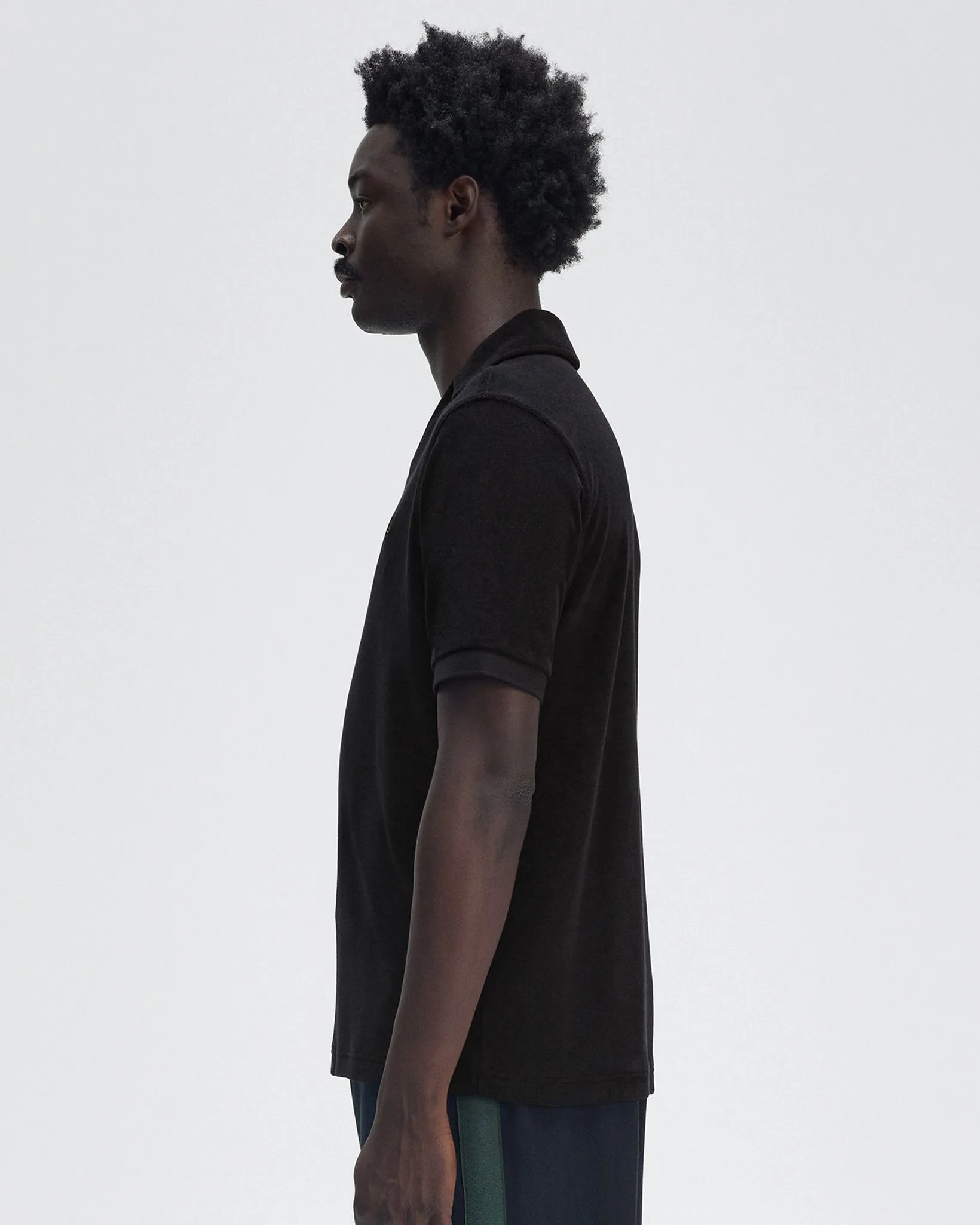 Fred Perry Open Collar Towelling Polo Shirt - Navy
