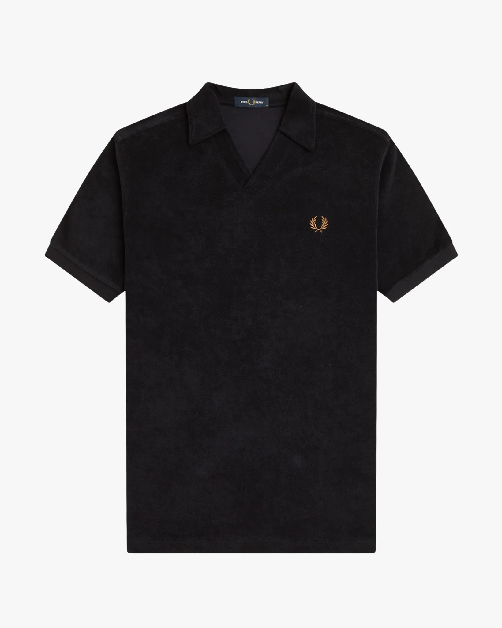 Fred Perry Open Collar Towelling Polo Shirt - Navy
