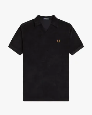 Fred Perry Open Collar Towelling Polo Shirt - Navy
