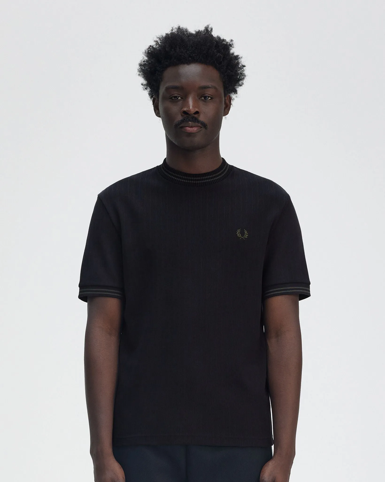 Fred Perry Ribbed Jersey Tee - Black