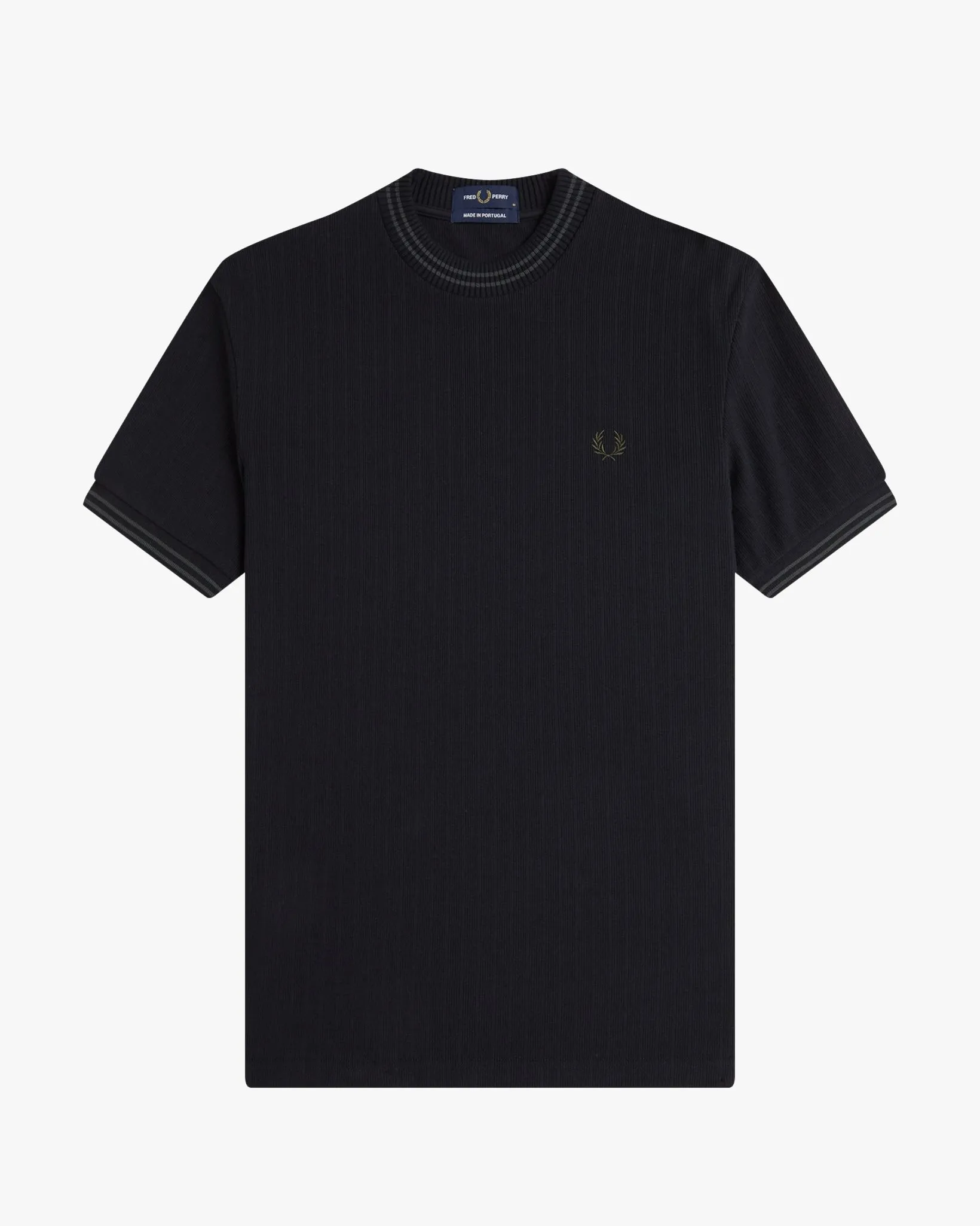 Fred Perry Ribbed Jersey Tee - Black