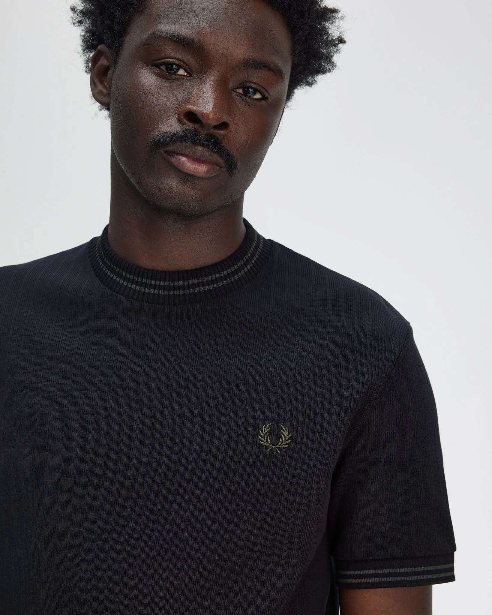 Fred Perry Ribbed Jersey Tee - Black