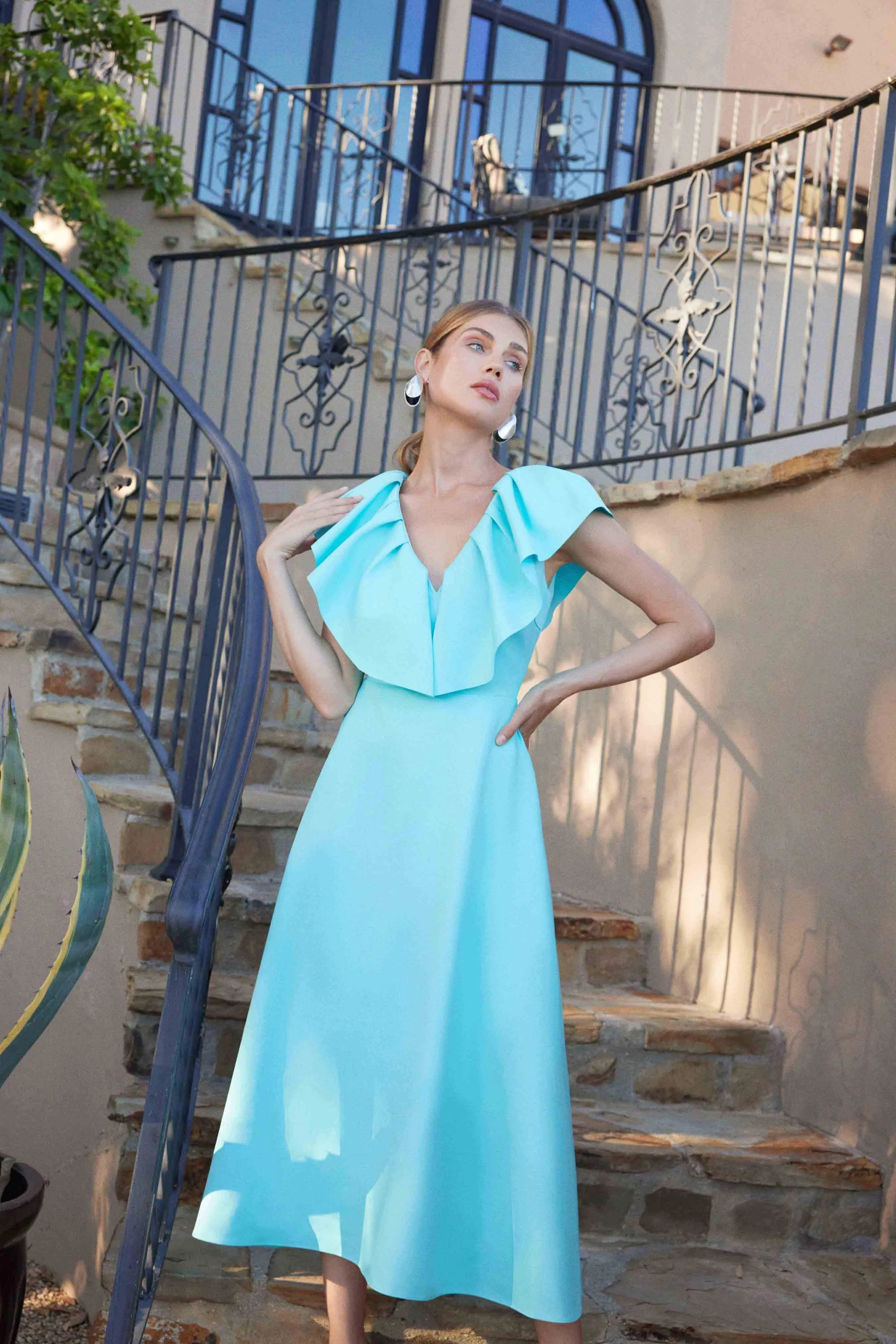 Gabi Midi Dress in Blue