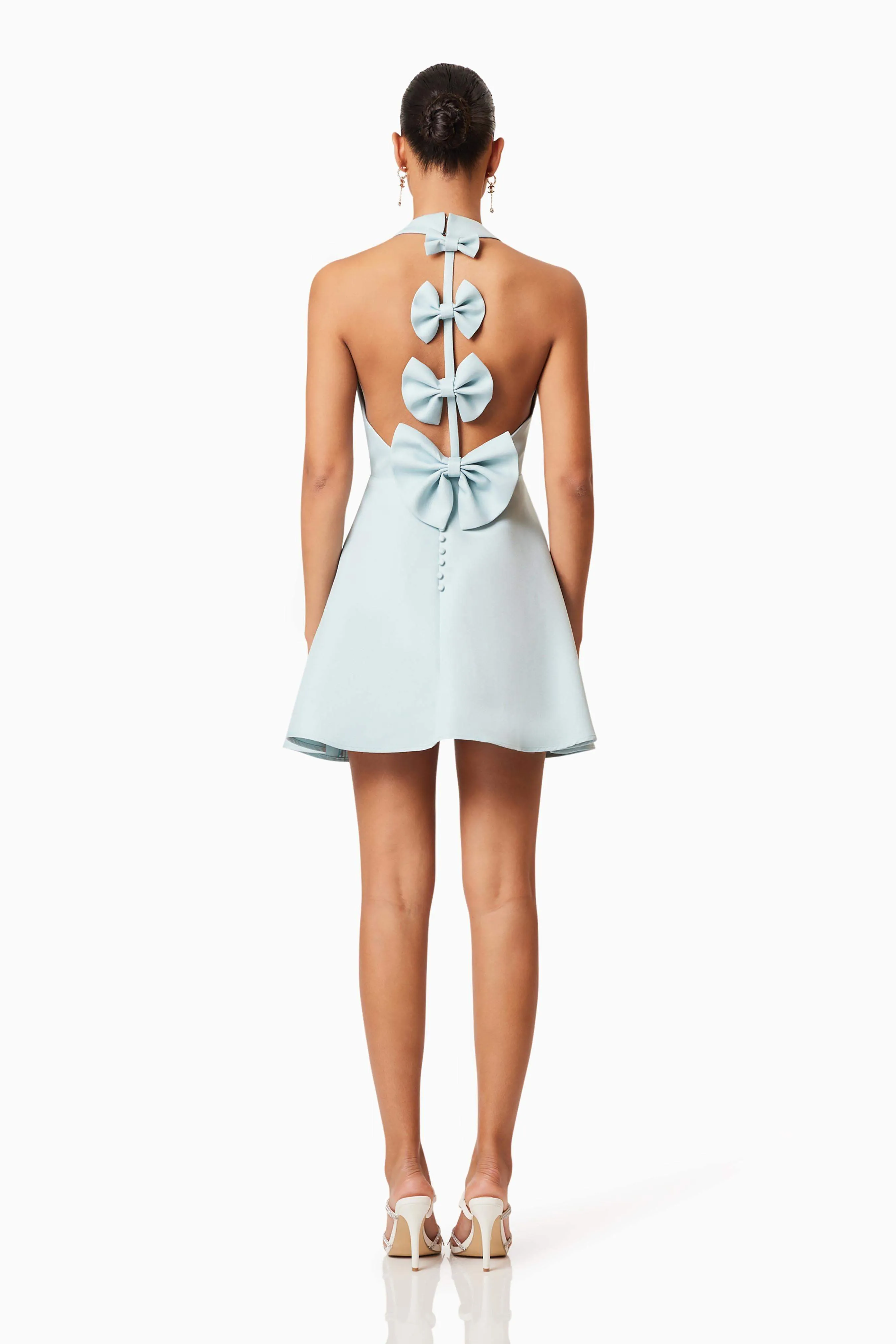 Geranium Mini Bow Dress In Blue