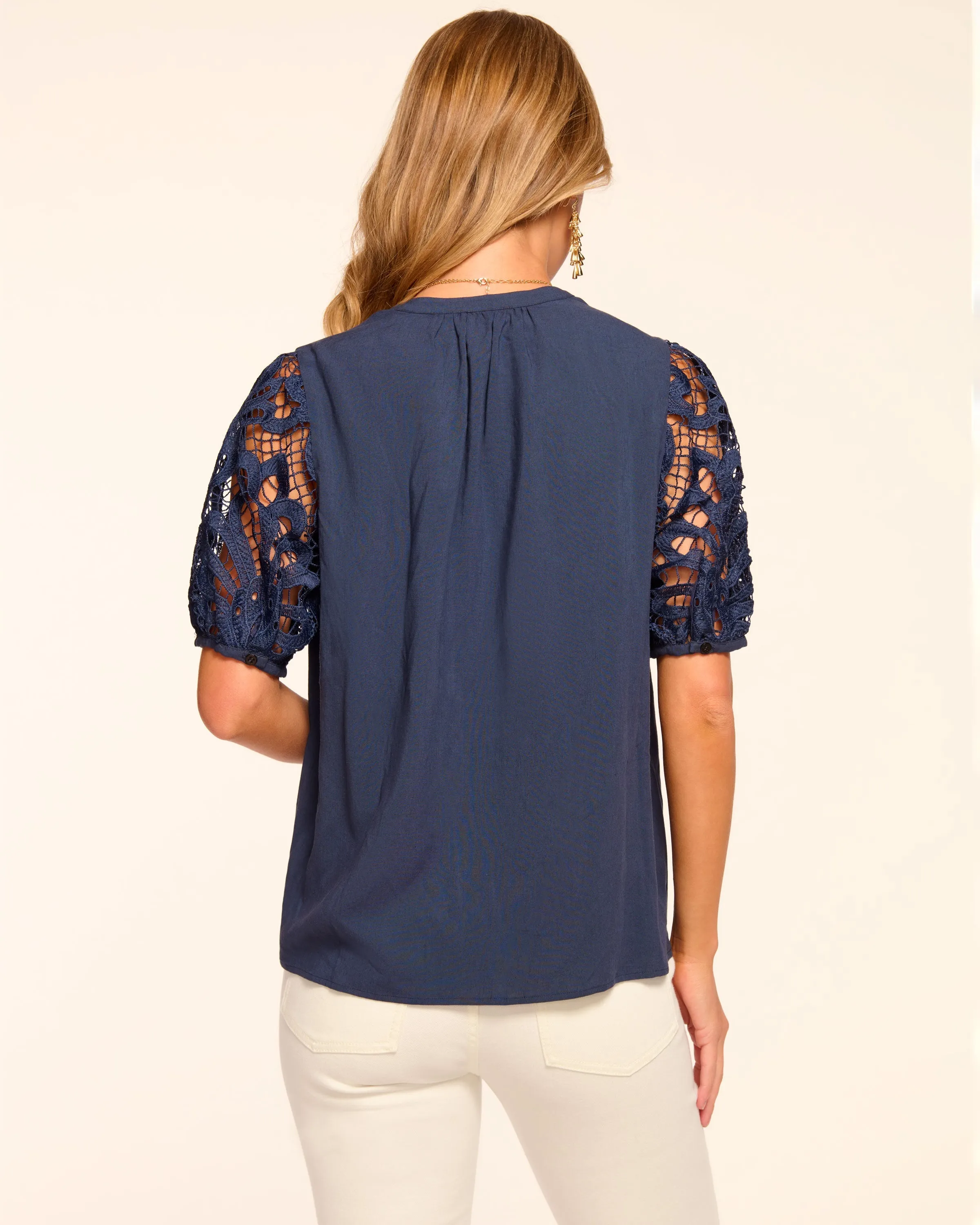 Gia Short Sleeve Eyelet Blouse