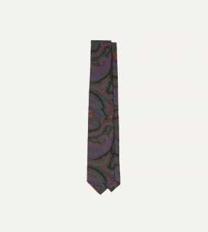 Green Acanthus Print Silk Self Tipped Tie