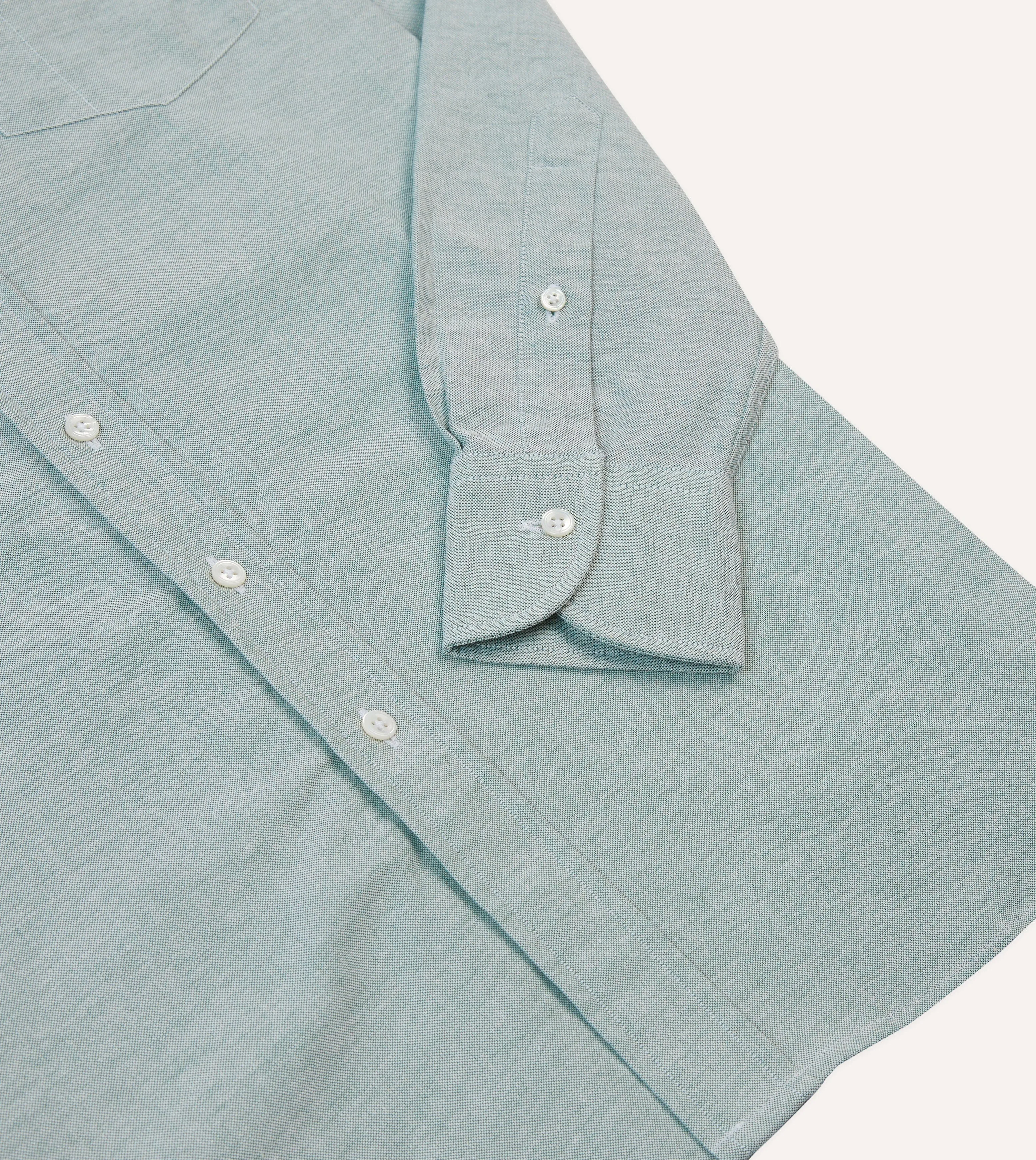 Green Cotton Oxford Cloth Button-Down Shirt