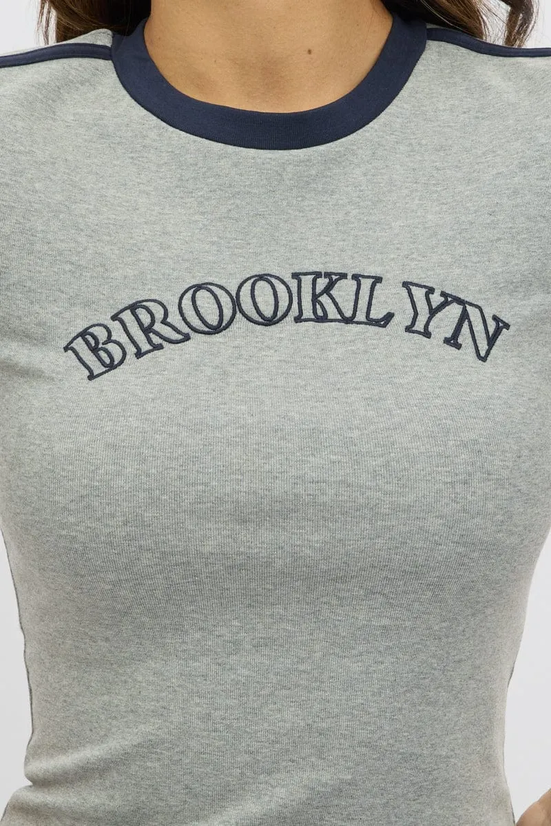 Grey Graphic Tee Short Sleeve