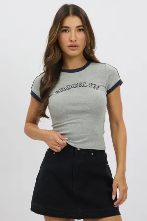 Grey Graphic Tee Short Sleeve