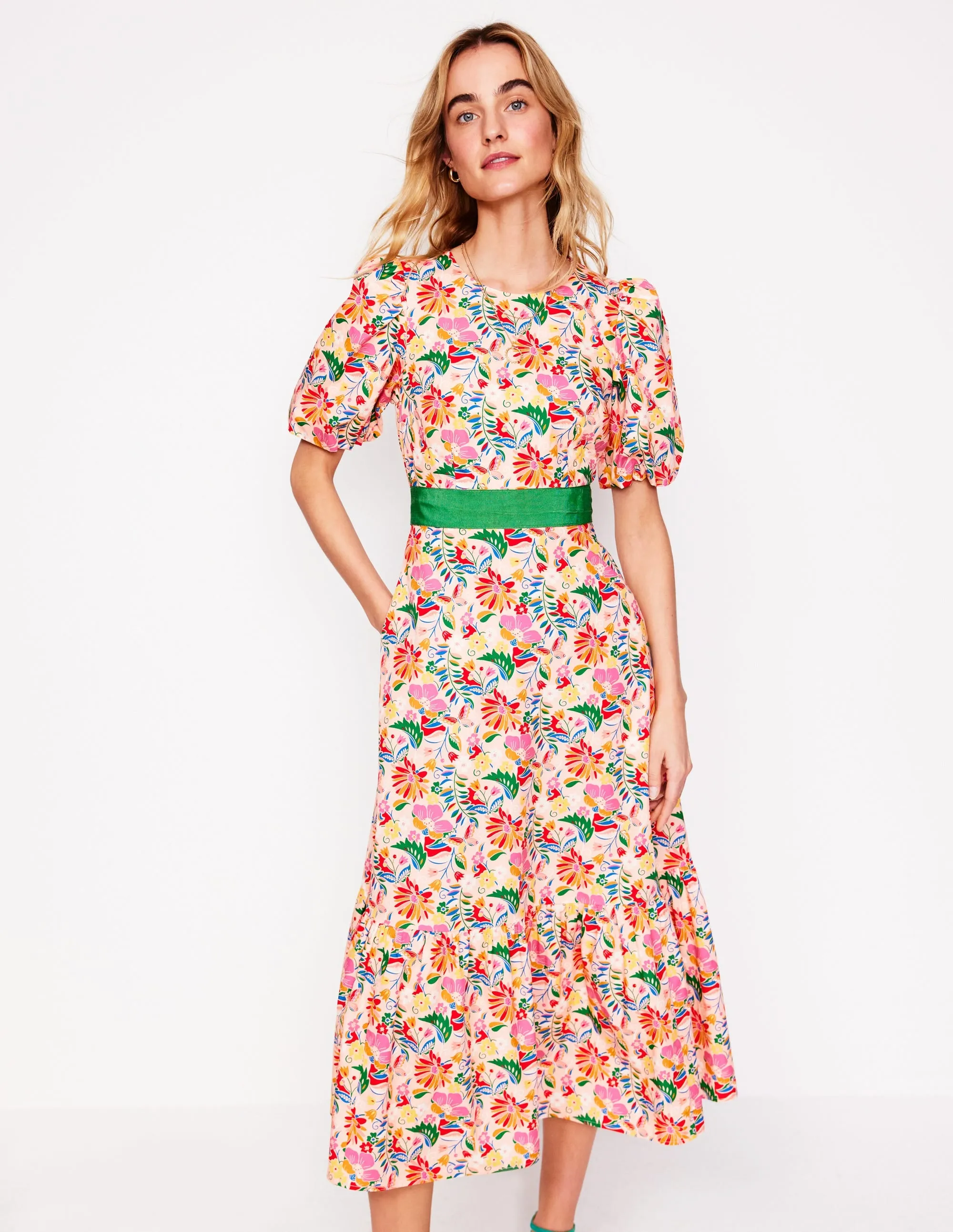 Grosgrain Waist Dress-Multi. Wildflower Trail