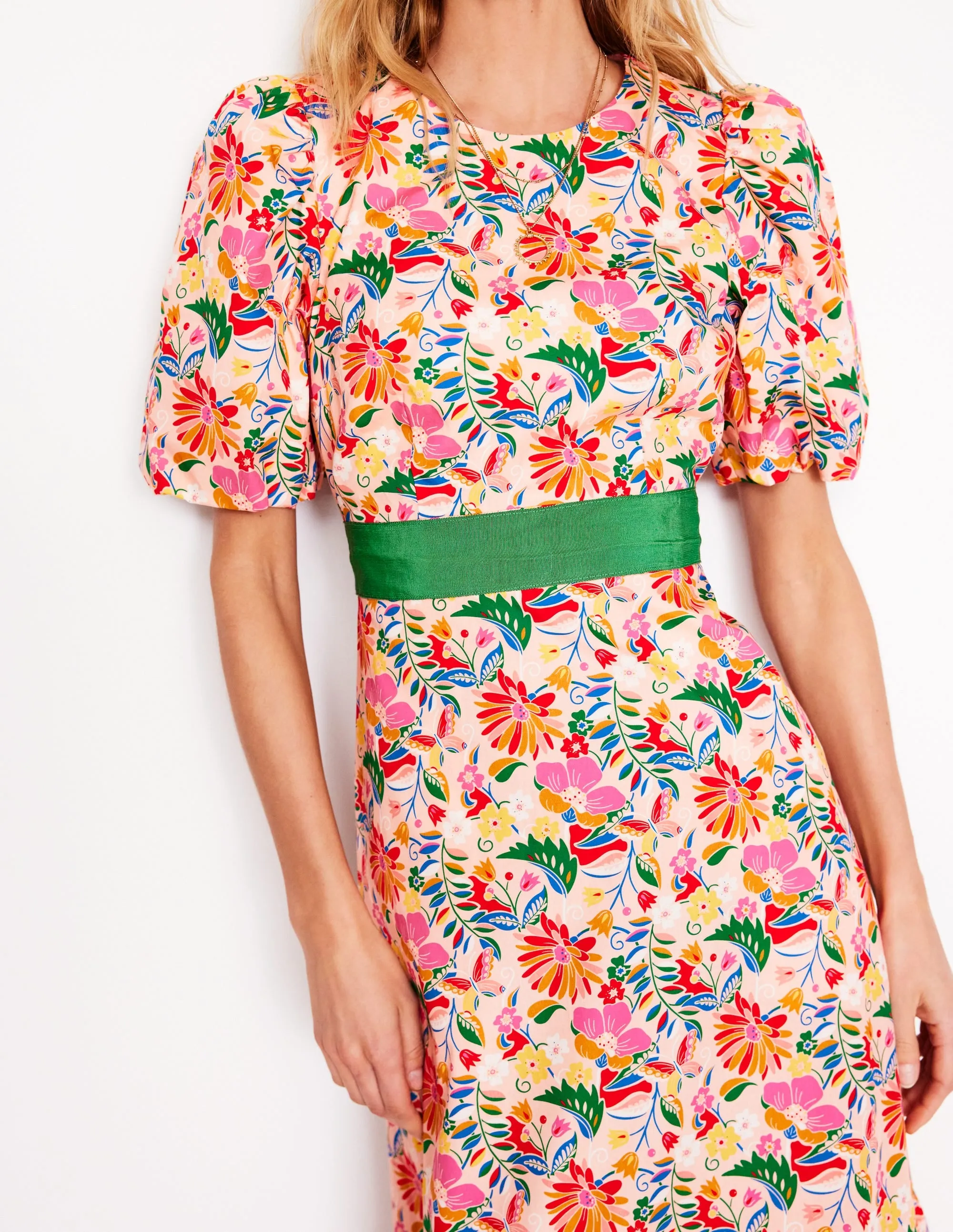 Grosgrain Waist Dress-Multi. Wildflower Trail