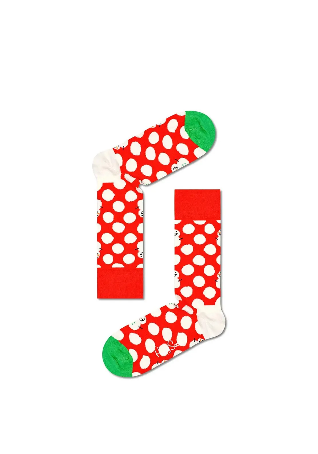 Happy Socks Big Dot Snowman 2 Pair Socks Gift Box, Red Multi