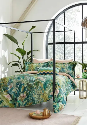 Harlequin Floreana Floral Duvet Cover, Fig Leaf & Coral