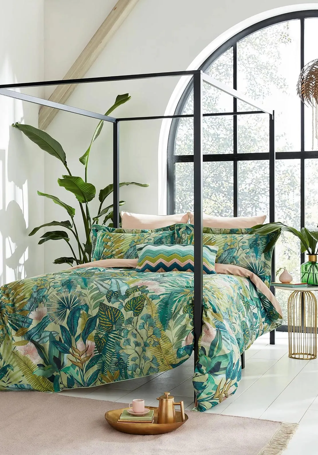 Harlequin Floreana Floral Duvet Cover, Fig Leaf & Coral