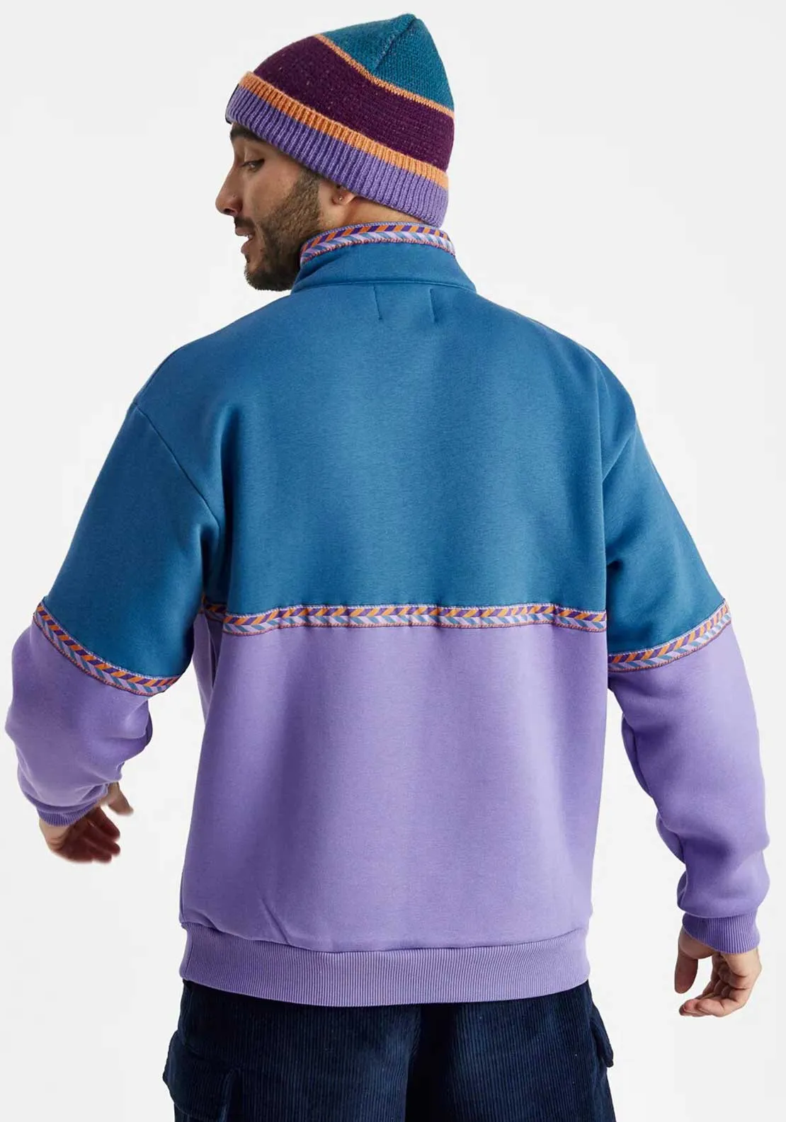 Harper & Sloan Unisex Kit Quarter Zip Sweatshirt, Petrol & Lavender