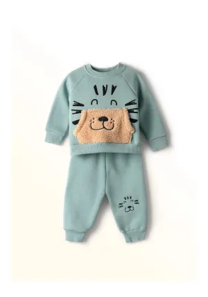 Hashtag Baby Boy Two Piece Tracksuit, Mint