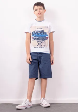 Hashtag Boy Paradise Tee and Short Set, Blue
