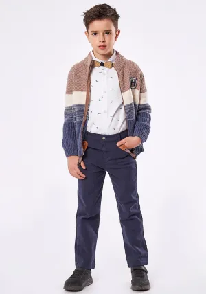 Hashtag Boys Cardigan, Shirt & Chinos Outfit, Navy Multi