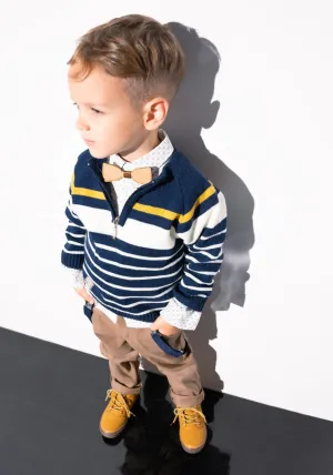 Hashtag Mini Boy Jumper Shirt and Chino Set, Beige