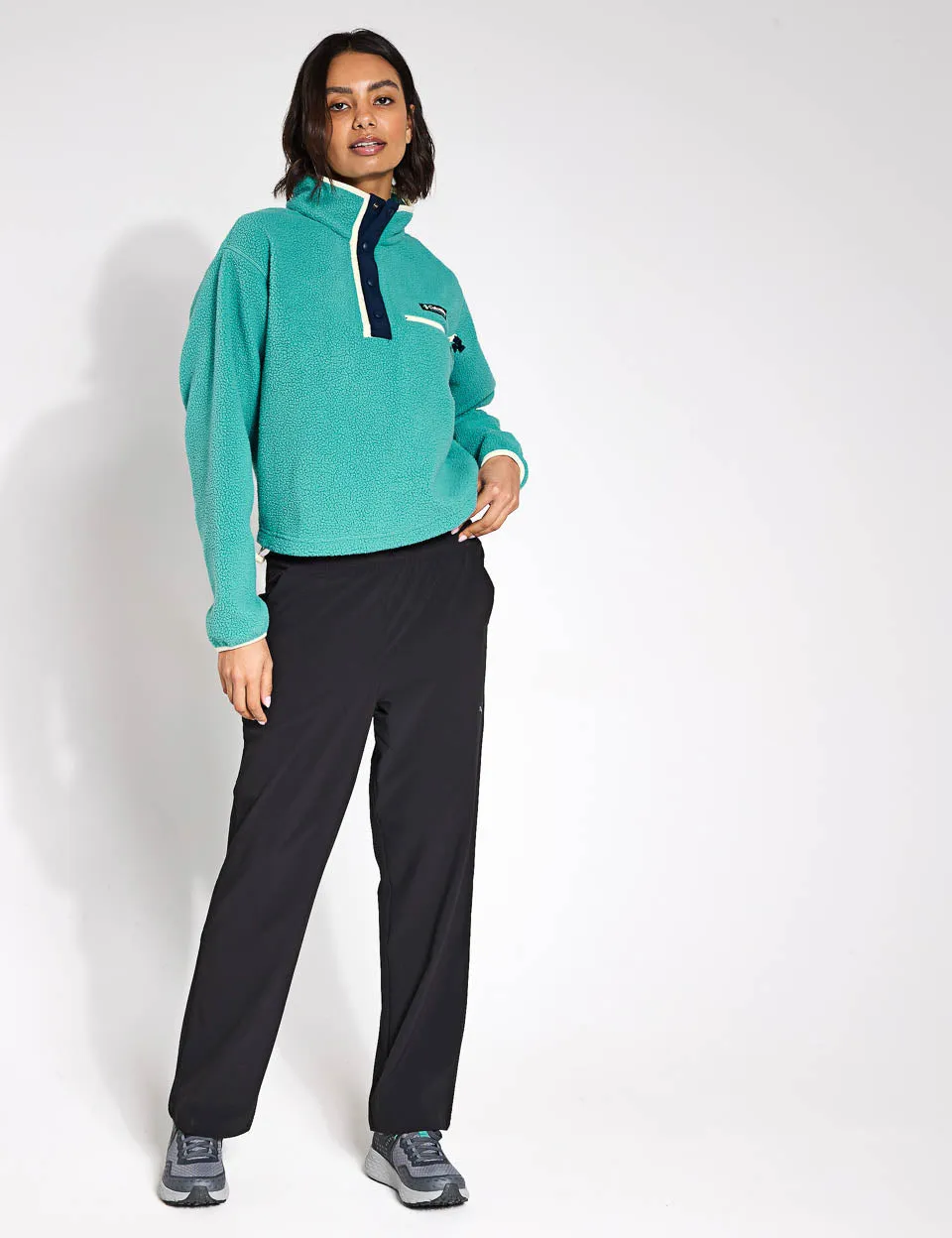 Helvetia II Cropped Sherpa Half Snap Fleece - Teal