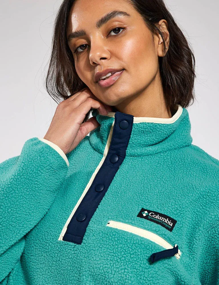 Helvetia II Cropped Sherpa Half Snap Fleece - Teal