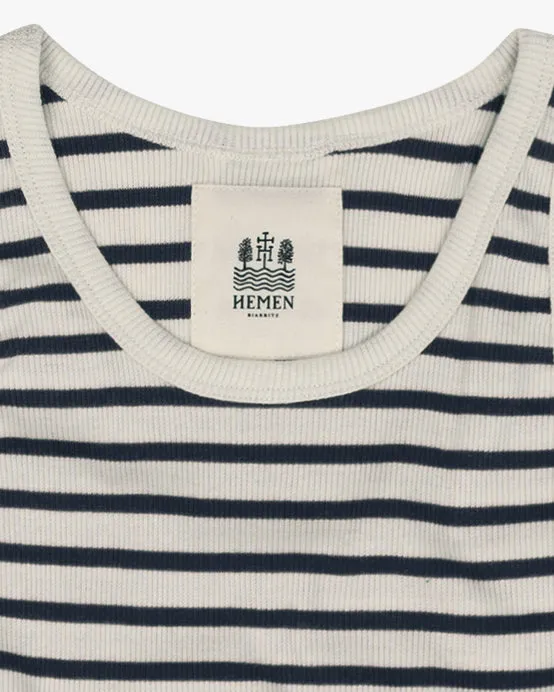 Hemen Biarritz Gari Breton Stripe Ribbed Tank Top - Natural / Marine