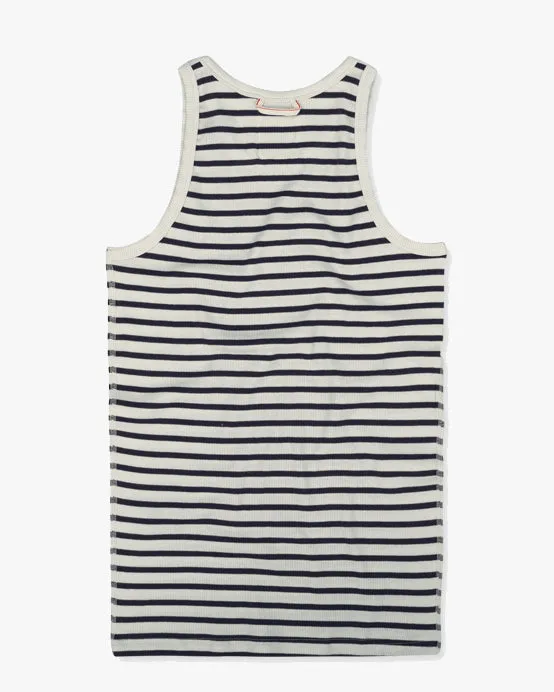Hemen Biarritz Gari Breton Stripe Ribbed Tank Top - Natural / Marine