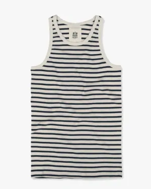 Hemen Biarritz Gari Breton Stripe Ribbed Tank Top - Natural / Marine