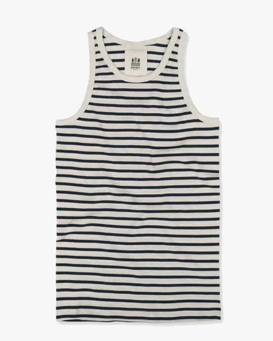 Hemen Biarritz Gari Breton Stripe Ribbed Tank Top - Natural / Marine