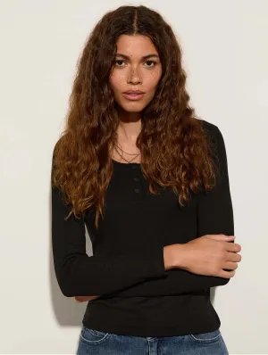 Jamie TENCEL™ Henley Top | Caviar Black