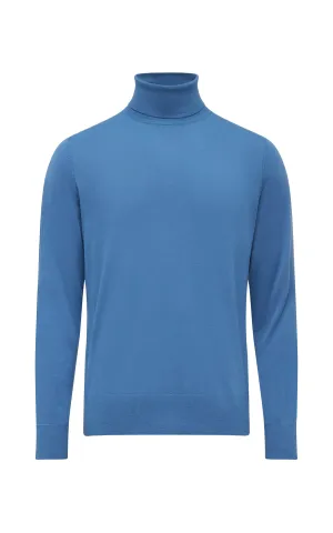 Jermaine Knit Turtleneck in Sky Merino Wool